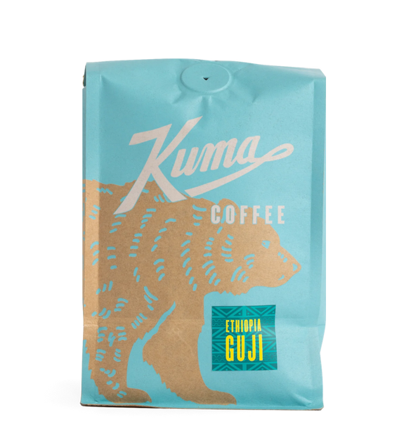 Ethiopian Guji coffee bag by Kuma Coffee knockout